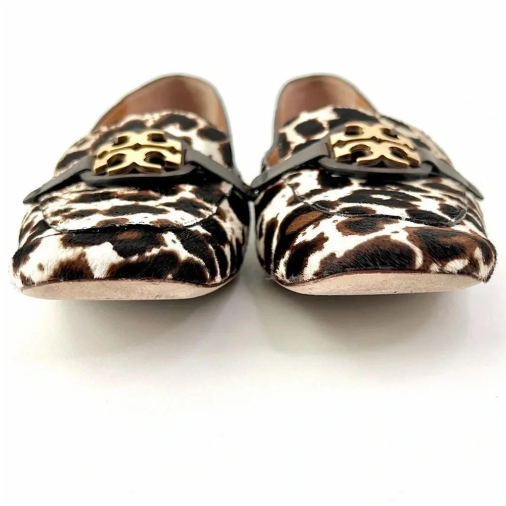 TORY BURCH | Cream Leopard Gold Haircalf Metal Miller Loafers 7.5M